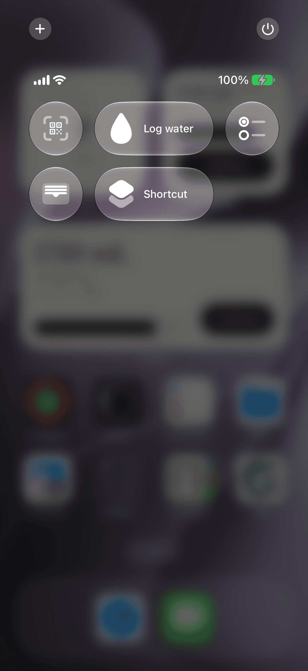 Log water in Control Center